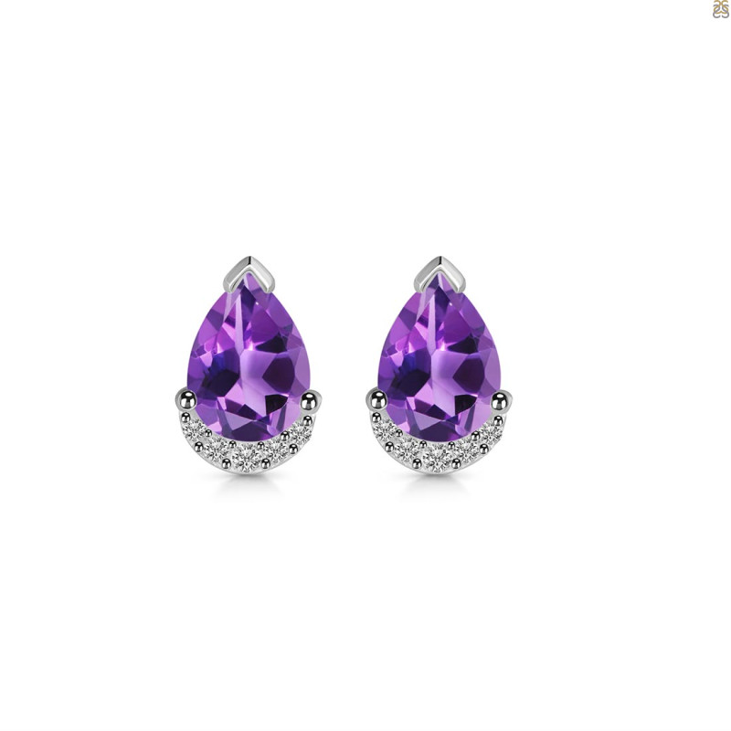 Amethyst & White Topaz Stud Earring AMT-RDE-1262.