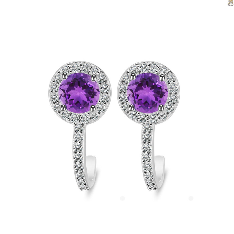 Amethyst & White Topaz Stud Earring AMT-RDE-1264.