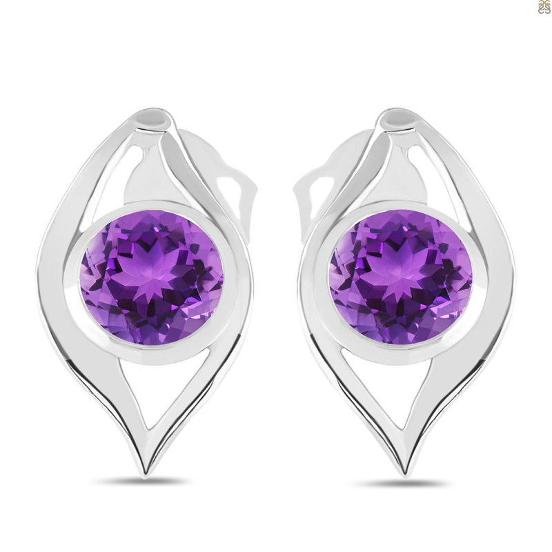 Amethyst Stud Earring AMT-RDE-21.
