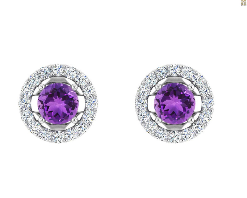Amethyst & White Topaz Stud Earring AMT-RDE-984.