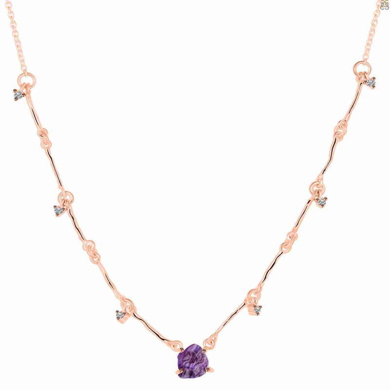 Amethyst  Raw Crystal & White Topaz Necklace AMT-RDN-385.