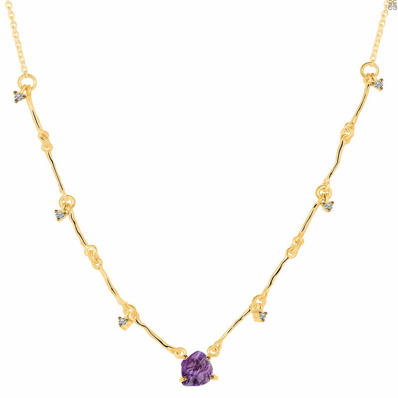 Amethyst  Raw Crystal & White Topaz Necklace AMT-RDN-385.