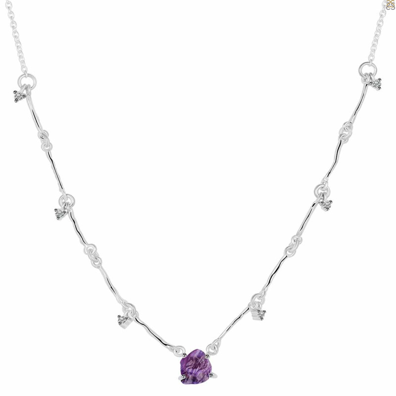 Amethyst  Raw Crystal & White Topaz Necklace AMT-RDN-385.