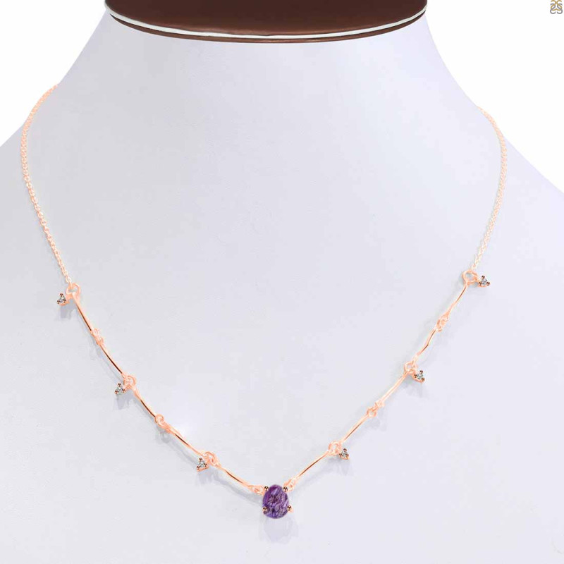 Amethyst  Raw Crystal & White Topaz Necklace AMT-RDN-385.