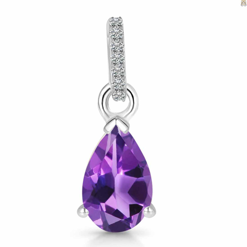 Amethyst & White Topaz Pendant AMT-RDP-757-CZ.