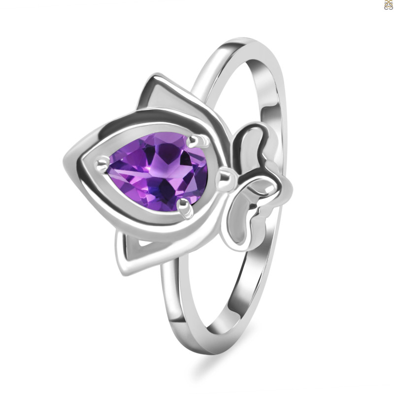 Amethyst Lotus Ring AMT-RDR-2157.