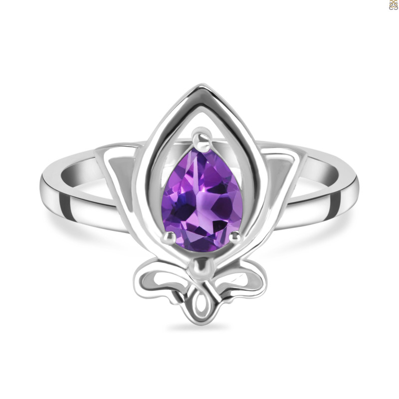 Amethyst Lotus Ring AMT-RDR-2157.