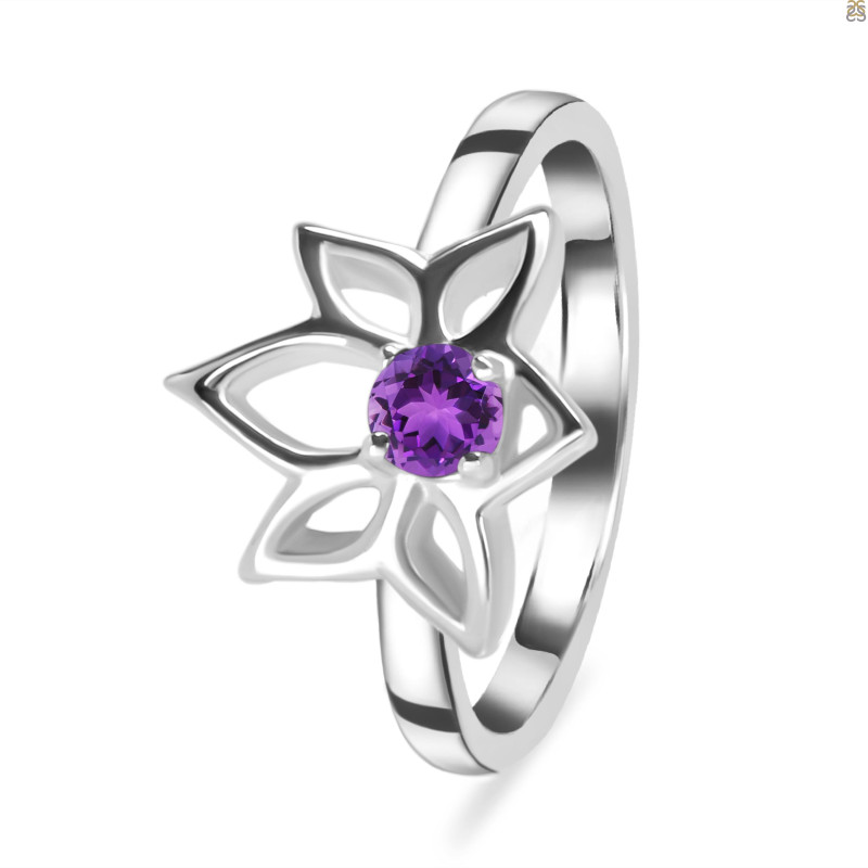 Amethyst Lotus Ring AMT-RDR-2168.