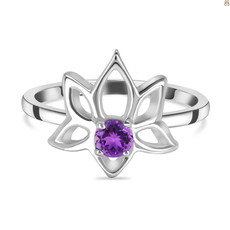 Amethyst Lotus Ring AMT-RDR-2168.