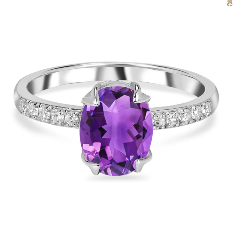 Amethyst & White Topaz Ring AMT-RDR-2382.