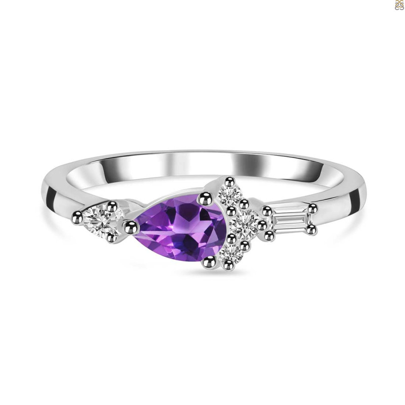 Amethyst & White Topaz Ring AMT-RDR-2389.