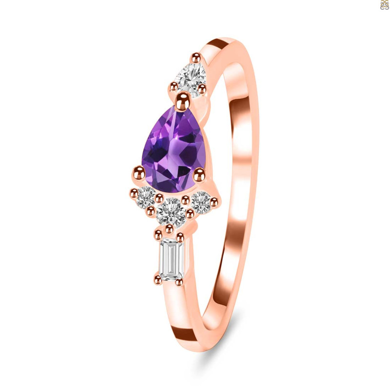 Amethyst & White Topaz Ring AMT-RDR-2389.