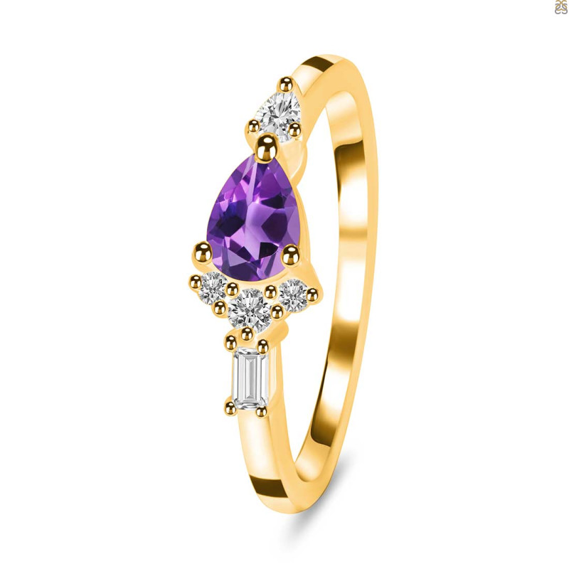 Amethyst & White Topaz Ring AMT-RDR-2389.