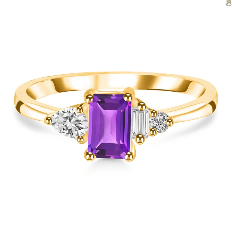 Amethyst & White Topaz Ring AMT-RDR-2397.