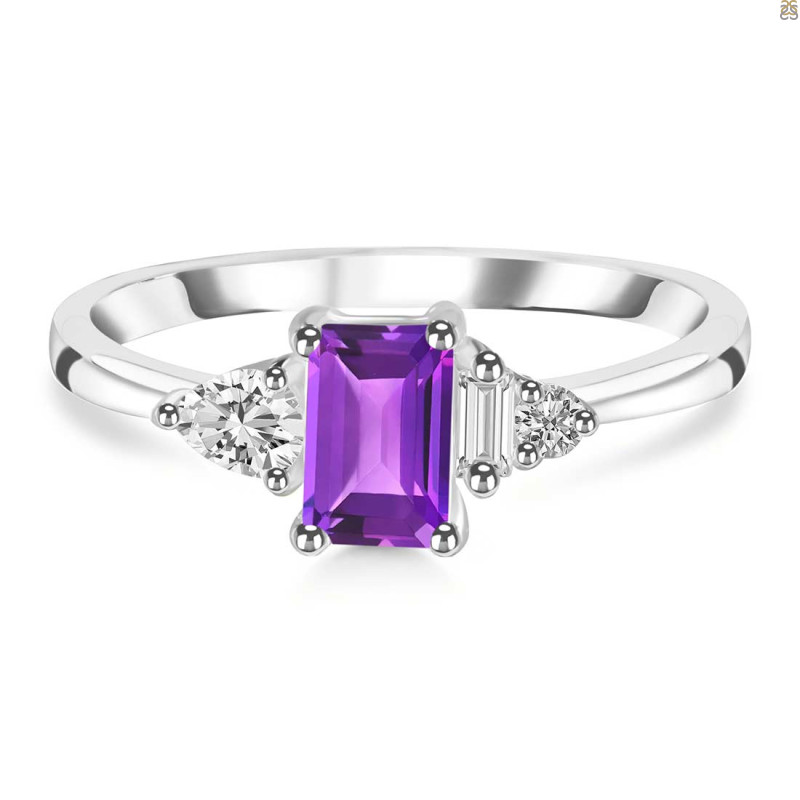 Amethyst & White Topaz Ring AMT-RDR-2397.