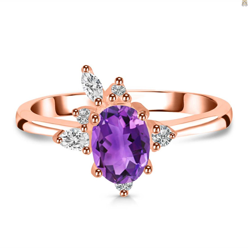 Amethyst & White Topaz Ring AMT-RDR-2398.