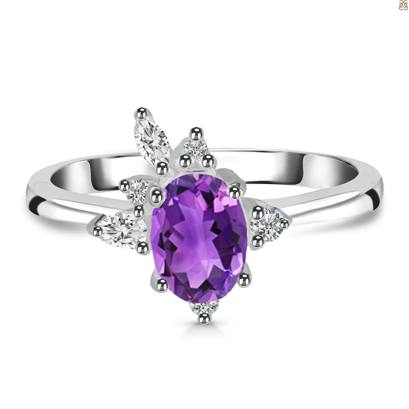 Amethyst & White Topaz Ring AMT-RDR-2398.