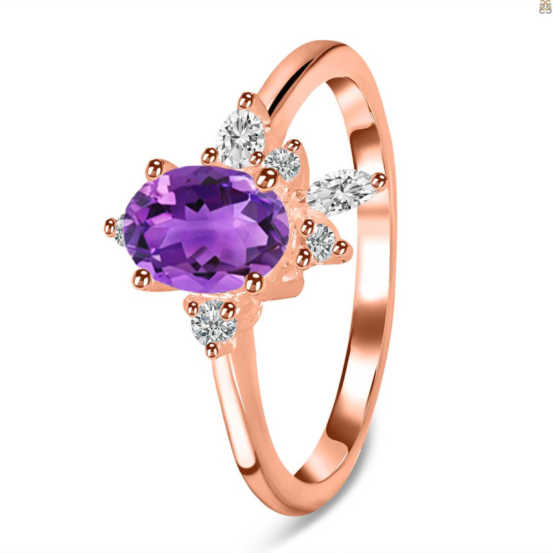 Amethyst & White Topaz Ring AMT-RDR-2398.