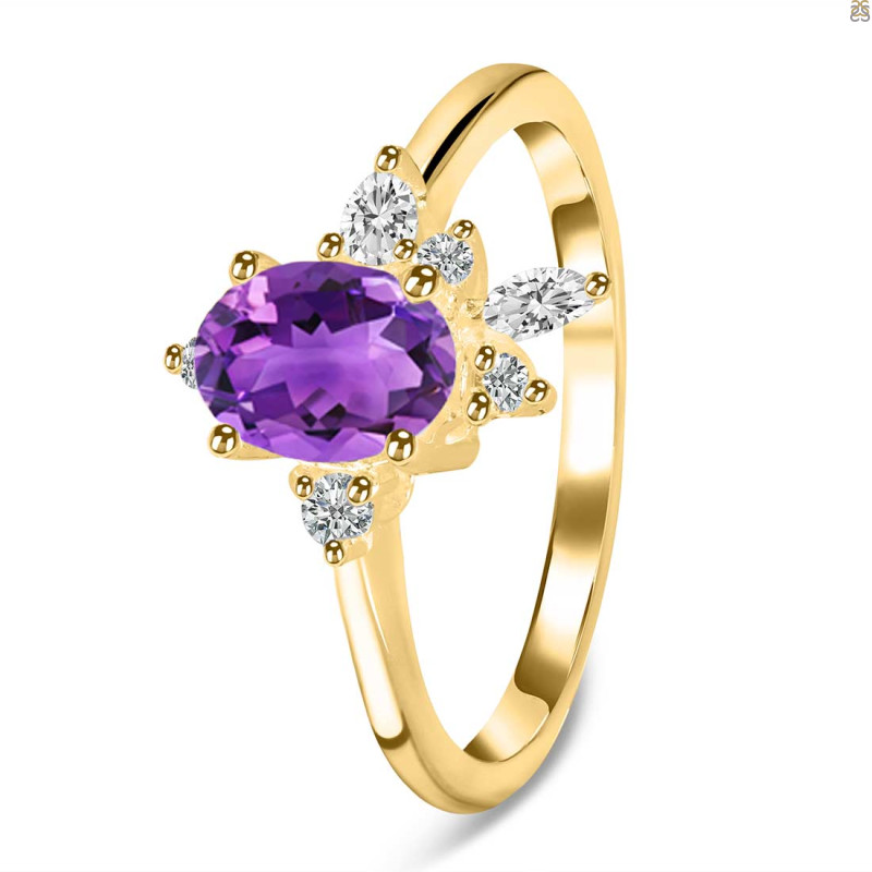 Amethyst & White Topaz Ring AMT-RDR-2398.