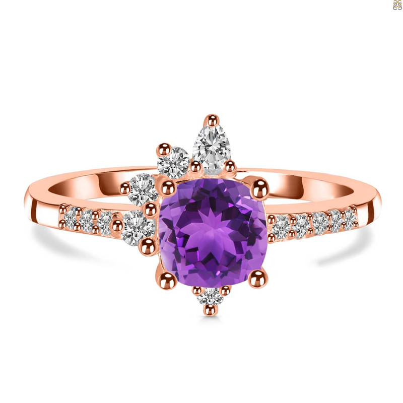 Amethyst & White Topaz Ring AMT-RDR-2404.