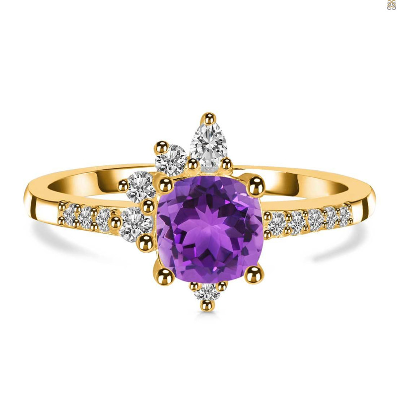 Amethyst & White Topaz Ring AMT-RDR-2404.