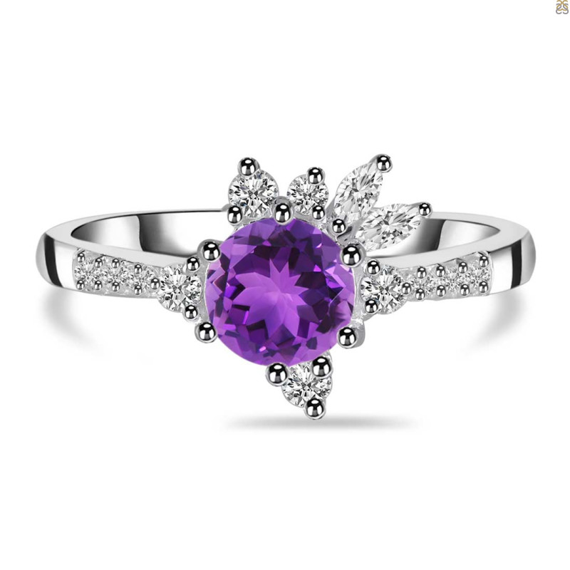 Amethyst & White Topaz Ring AMT-RDR-2406.