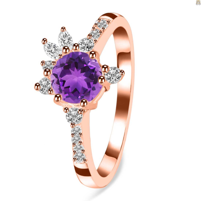 Amethyst & White Topaz Ring AMT-RDR-2406.
