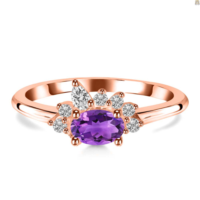 Amethyst & White Topaz Ring AMT-RDR-2418.