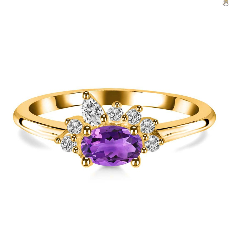 Amethyst & White Topaz Ring AMT-RDR-2418.