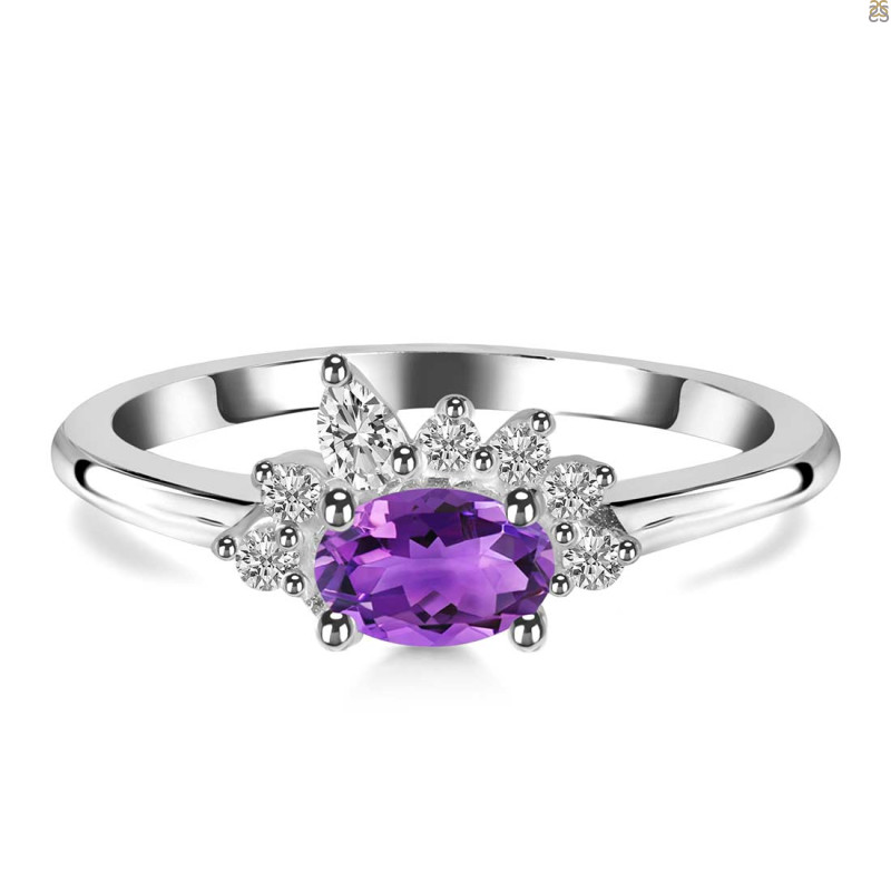 Amethyst & White Topaz Ring AMT-RDR-2418.