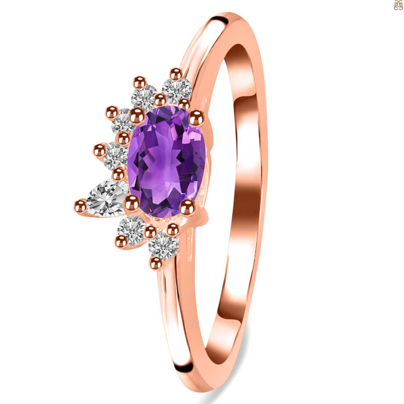 Amethyst & White Topaz Ring AMT-RDR-2418.