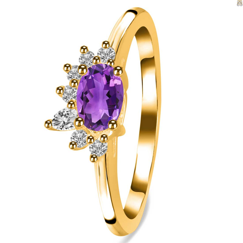 Amethyst & White Topaz Ring AMT-RDR-2418.