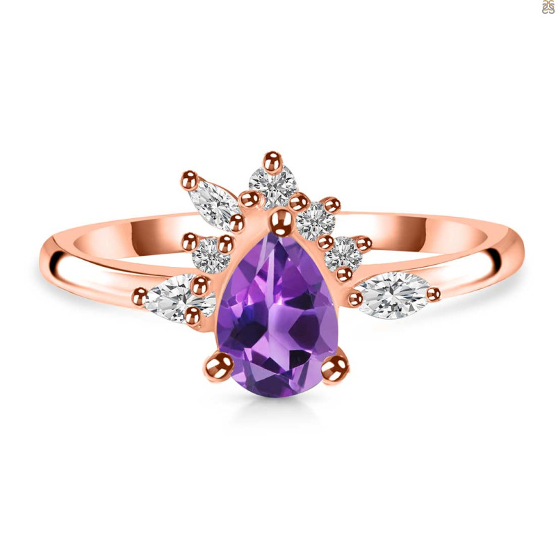 Amethyst & White Topaz Ring AMT-RDR-2431.