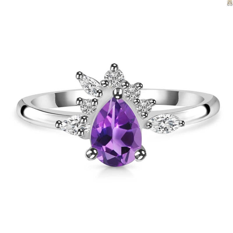 Amethyst & White Topaz Ring AMT-RDR-2431.