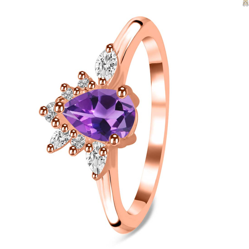 Amethyst & White Topaz Ring AMT-RDR-2431.
