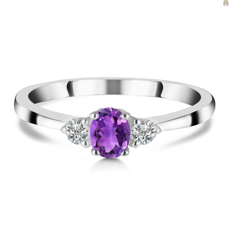 Amethyst & White Topaz Ring AMT-RDR-2542.