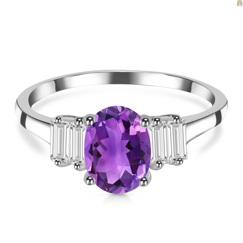 Amethyst & White Topaz Ring AMT-RDR-2861.