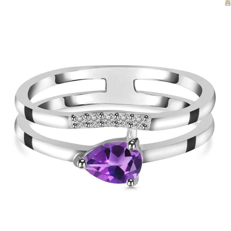Amethyst & White Topaz Ring AMT-RDR-2862.