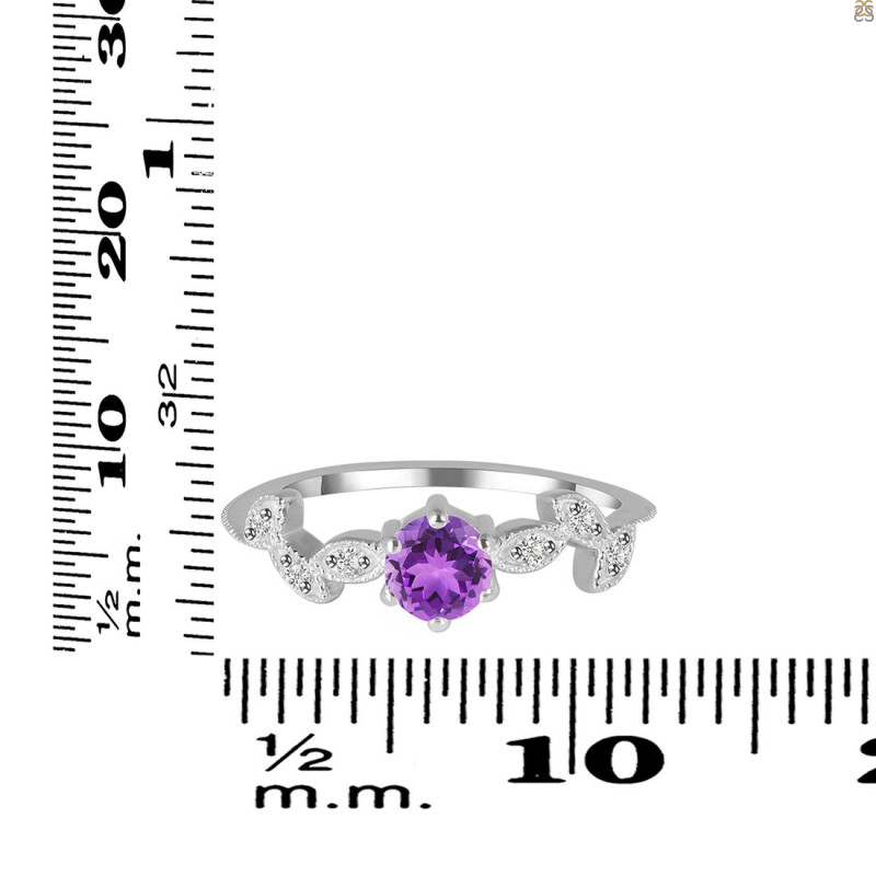 Amethyst & White Topaz Ring AMT-RDR-2981.