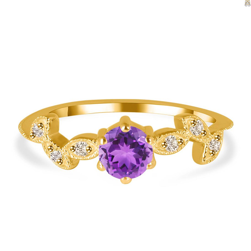 Amethyst & White Topaz Ring AMT-RDR-2981.