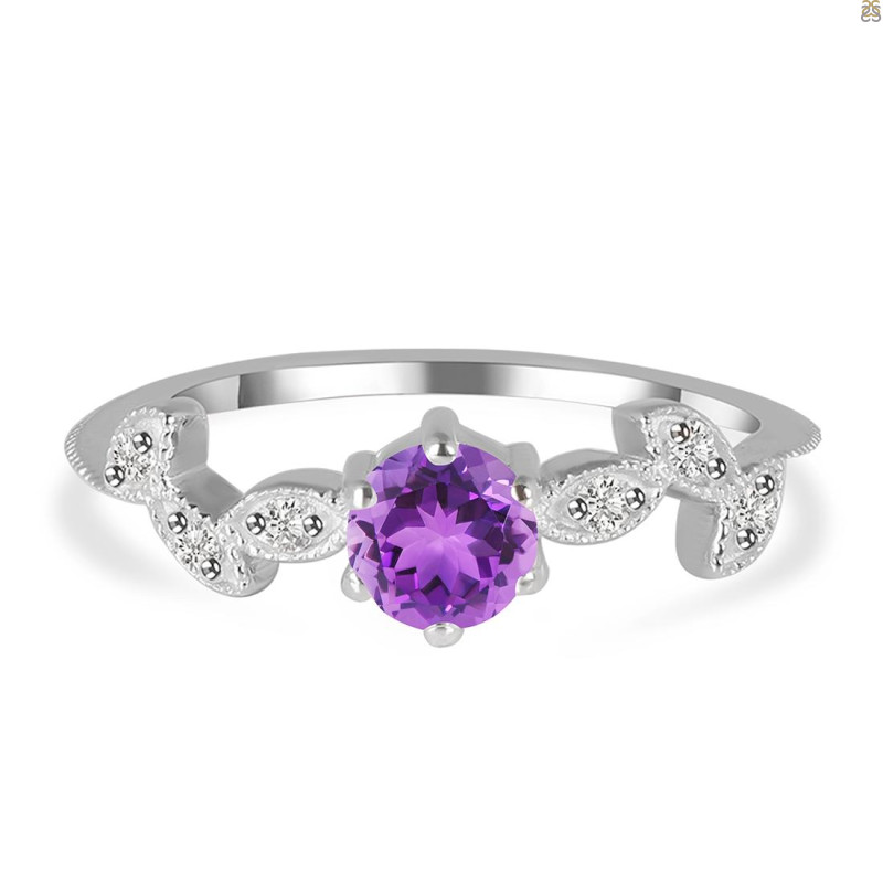 Amethyst & White Topaz Ring AMT-RDR-2981.