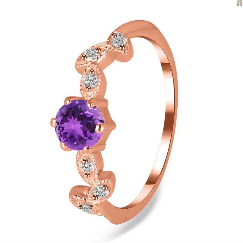 Amethyst & White Topaz Ring AMT-RDR-2981.