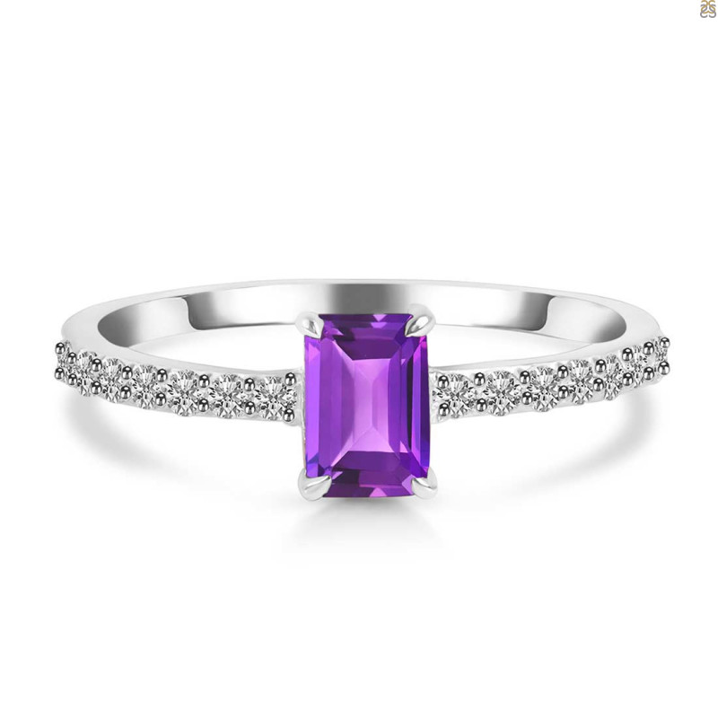 Amethyst & White Topaz Ring AMT-RDR-3118.
