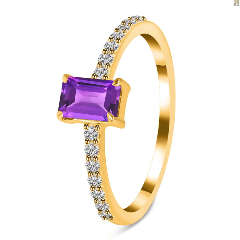 Amethyst & White Topaz Ring AMT-RDR-3118.