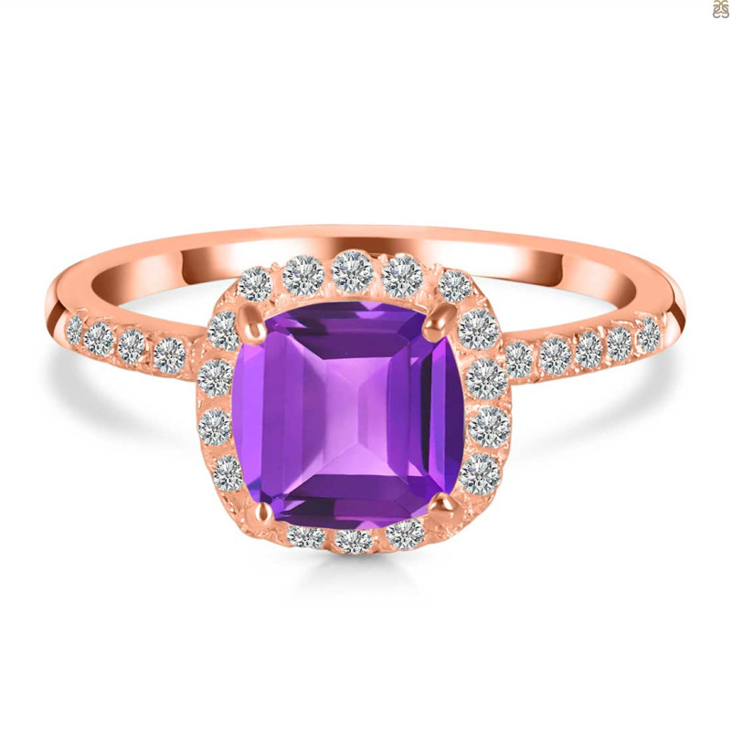 Amethyst & White Topaz Ring AMT-RDR-3119.