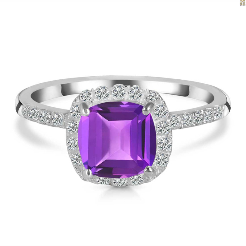 Amethyst & White Topaz Ring AMT-RDR-3119.