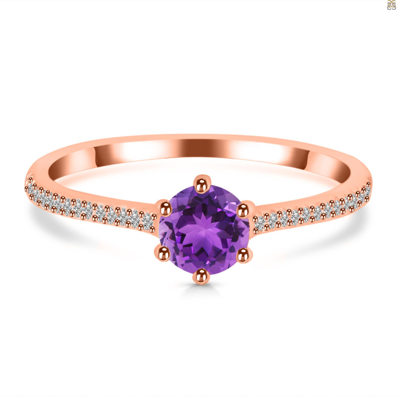 Amethyst & White Topaz Ring AMT-RDR-3143.