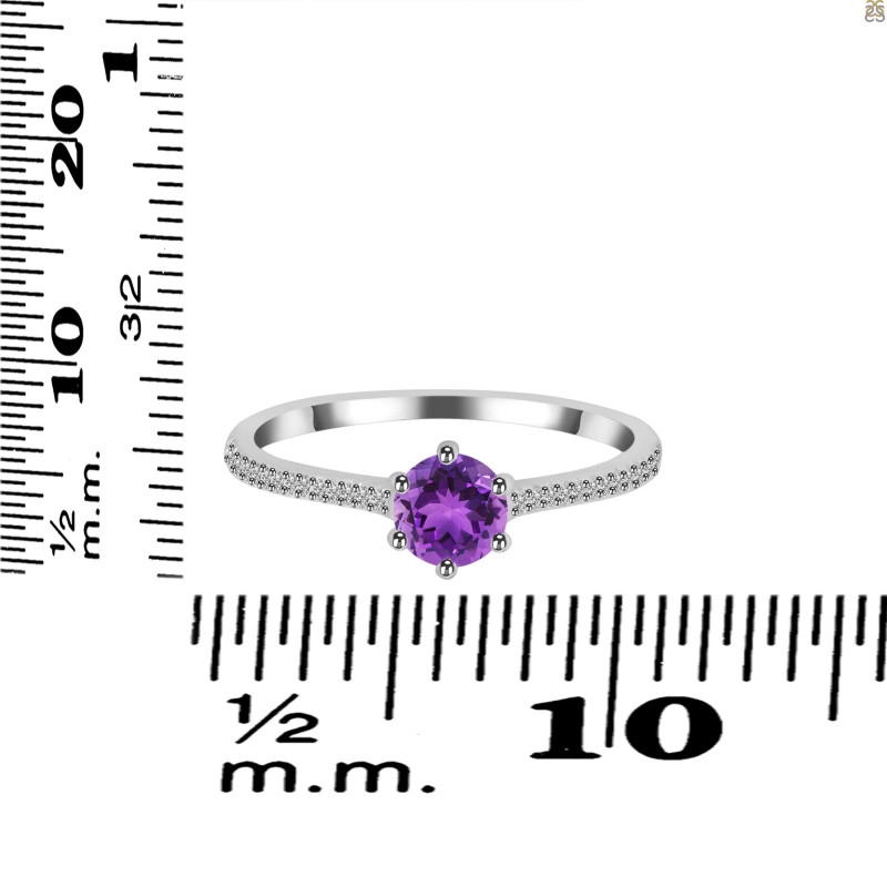 Amethyst & White Topaz Ring AMT-RDR-3143.