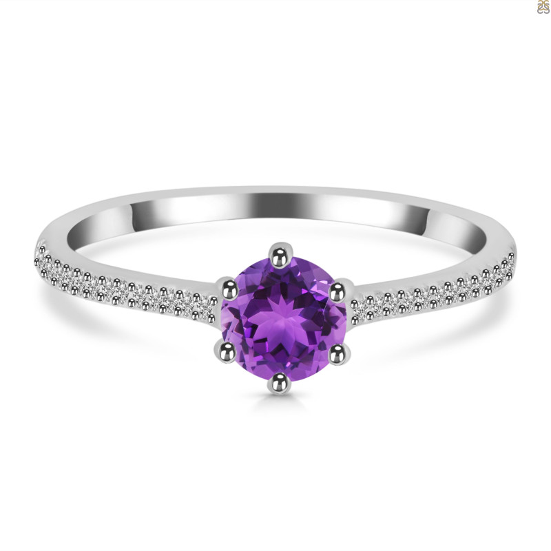 Amethyst & White Topaz Ring AMT-RDR-3143.