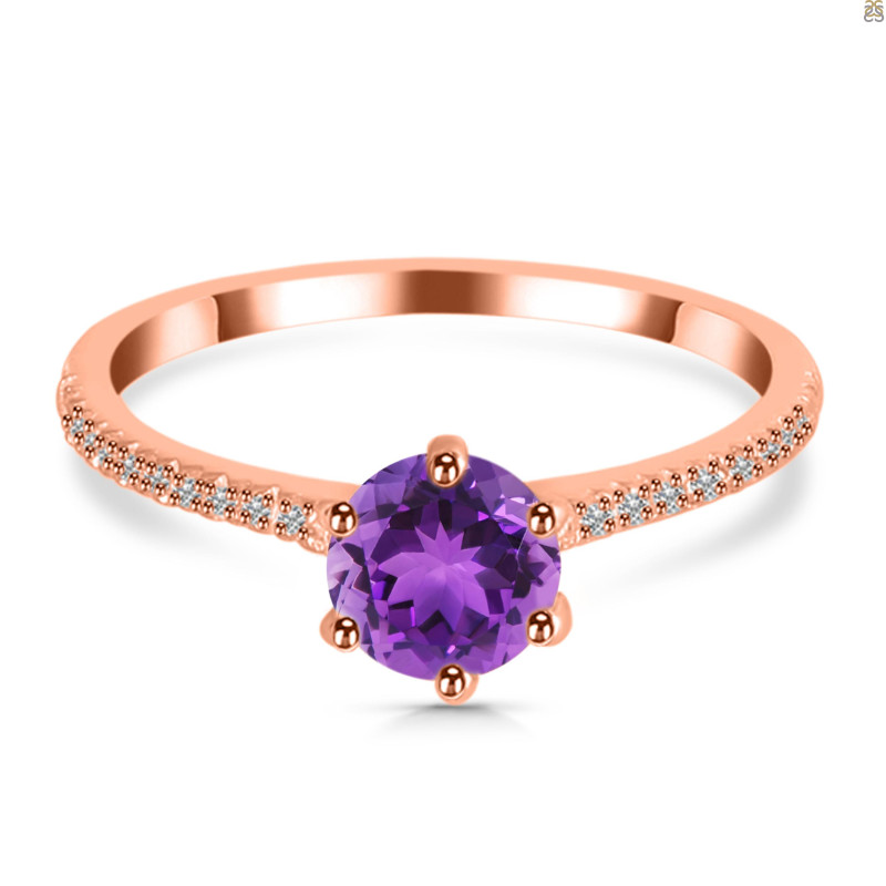 Amethyst & White Topaz Ring AMT-RDR-3144.